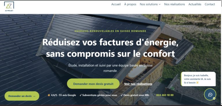 Page d'accueil du site AZ Projet